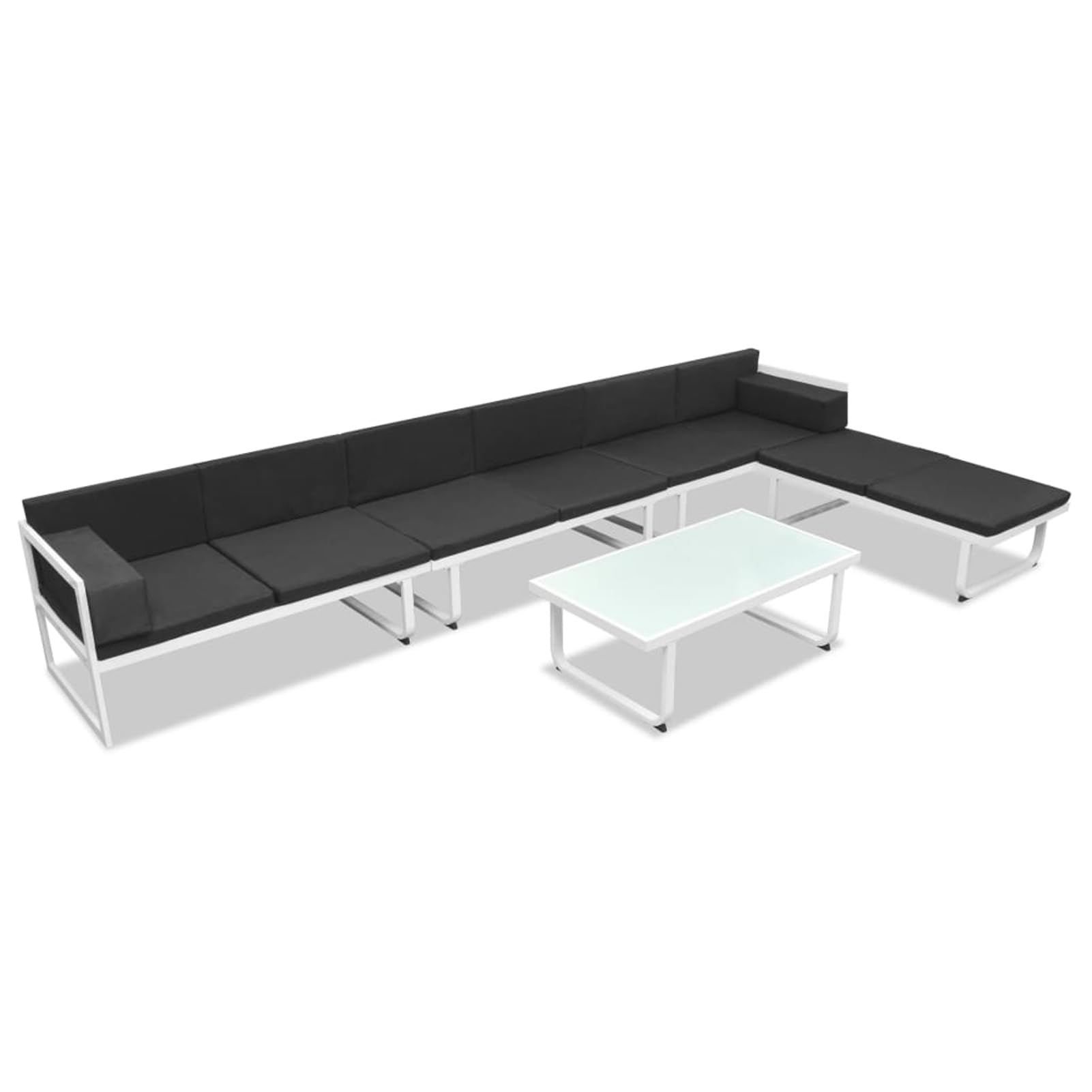 Gecheer Set Divani da Giardino 5 pz in Textilene e Alluminio Nero,Divani,da Giardino,per Esterno,Salottini,Salotto da Giardino,da Esterno,Divano Modulare,Set da Giardino,42814
