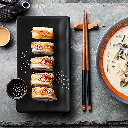 Plato para sushi rectangular de plástico negro miniatura 3