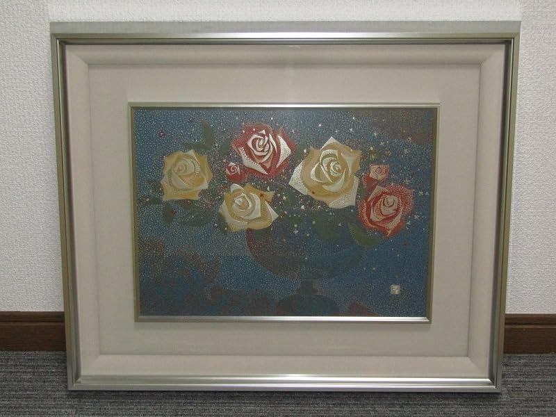 ~漆絵画、日本画~日展会友~佐伯教通~[富山　立山　劔岳] Amazon.co.jp: cc17-5666[VOX]【真作】日展会友漆芸家佐伯教通「バラ