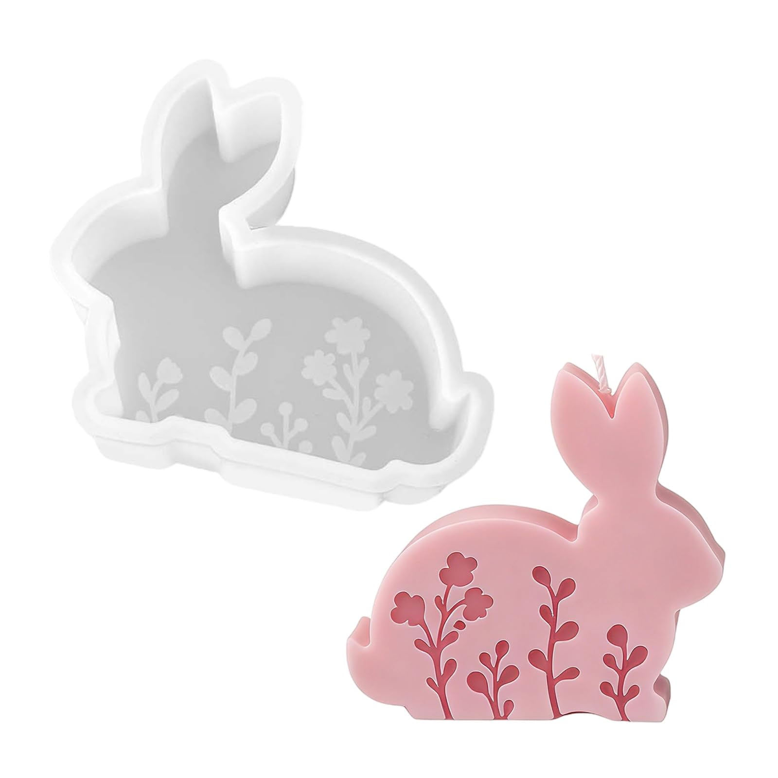 Alksubbm Embossed Flower Hare Silicone Molds Easy Demold Multipurpose Silicone for Epoxy Resin Soap Family