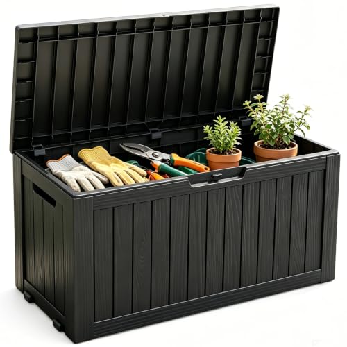 Fancyango 85 Gallon Large Outdoor Storage Deck Box Waterproof Black - image 1