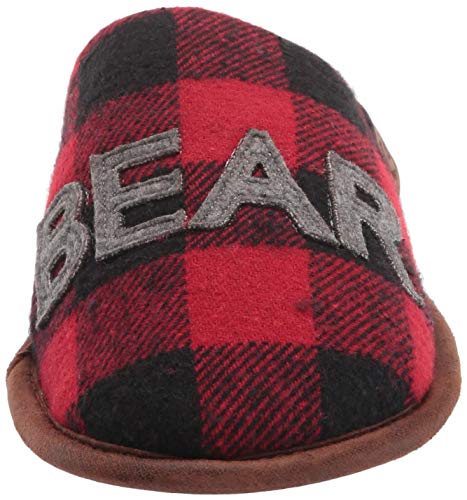 Dearfoams Women's Buffalo Check Plaid Mama Bear Scuff Slipper2