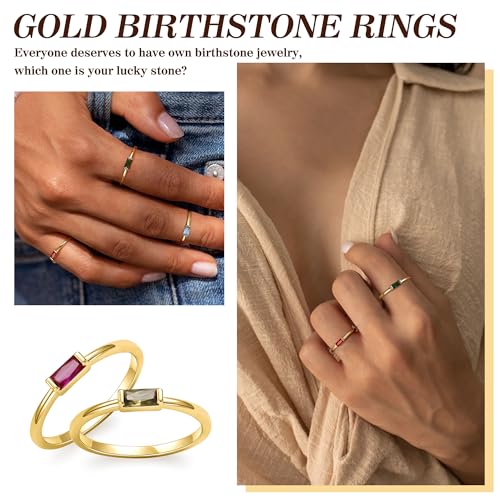 Bagues délicates plaquées or 14 carats avec gemme mensuelle