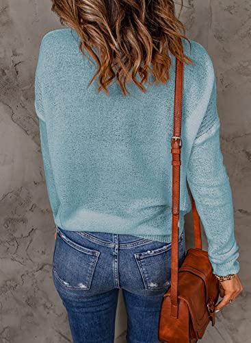 Image of Acelitt Womens Casual Lightweight Long Sleeve Crewneck Knit Shirts Tops, S-XXL