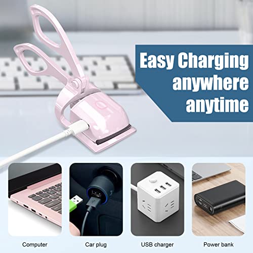 Heated Eyelash Curler,Usb Rechargeable Electric Eyelash Curler,Quick Pre-Heat Natural Curl Long Lasting,Pink #TOP5