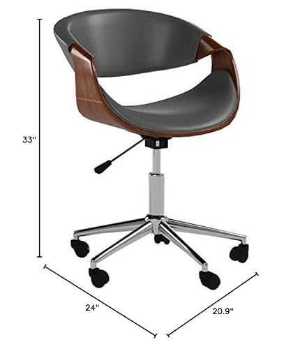Armen Living Geneva Office Chair In Grey Faux Leather And Chrome Finish #TOP2