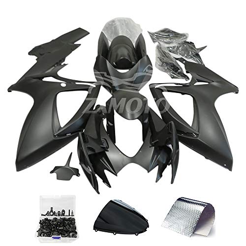 ZXMOTO Matte Black ABS Plastic Motorcycle Bodywork Fairing Kit For 06 07 Suzuki GSXR 600 GSXR 750 2006 2007 - Thumbnail 3
