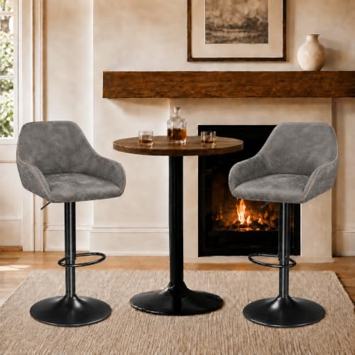 Yaheetech Bar Stools Set of 4, Adjustable Swivel PU Leather...