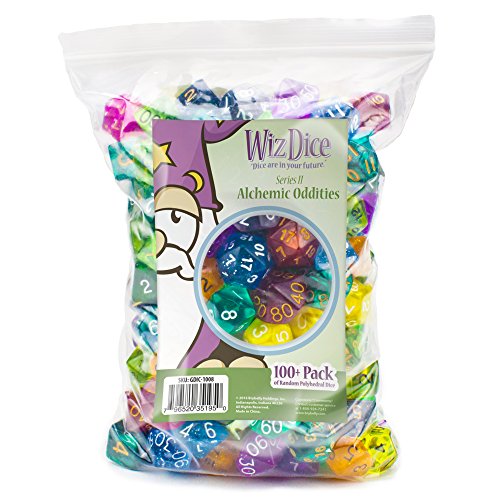 Wiz Dice Series II 100+ Pack of Random Polyhedral Dice - 15 Guaranteed Sets of Random Colors - Tabletop Roleplaying Fantasy RPG Gaming Novelty Accessories - Thumbnail 6