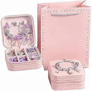 Yuner Charm Bracelet Jewelry Making Kit, 66 Pcs Charm Bracelet Making Kit with Beads, DIY Craft Birthday Christmas Gifts for Teen Girls, Gift Boxed Charm Bracelet for Girls Ages 5-12 (Purple)