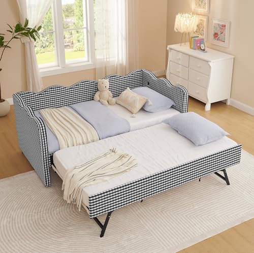 KEIKI Twin Daybed with Trundle USB Black