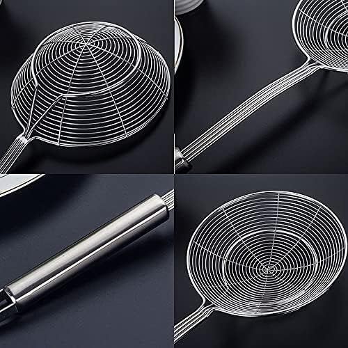 LIUDU Stainless Steel Spider Strainer Skimmer Ladle for Cooking and Frying,Kitchen Utensils Wire Strainer Pasta Strainer Spoon, 5.4 Inch