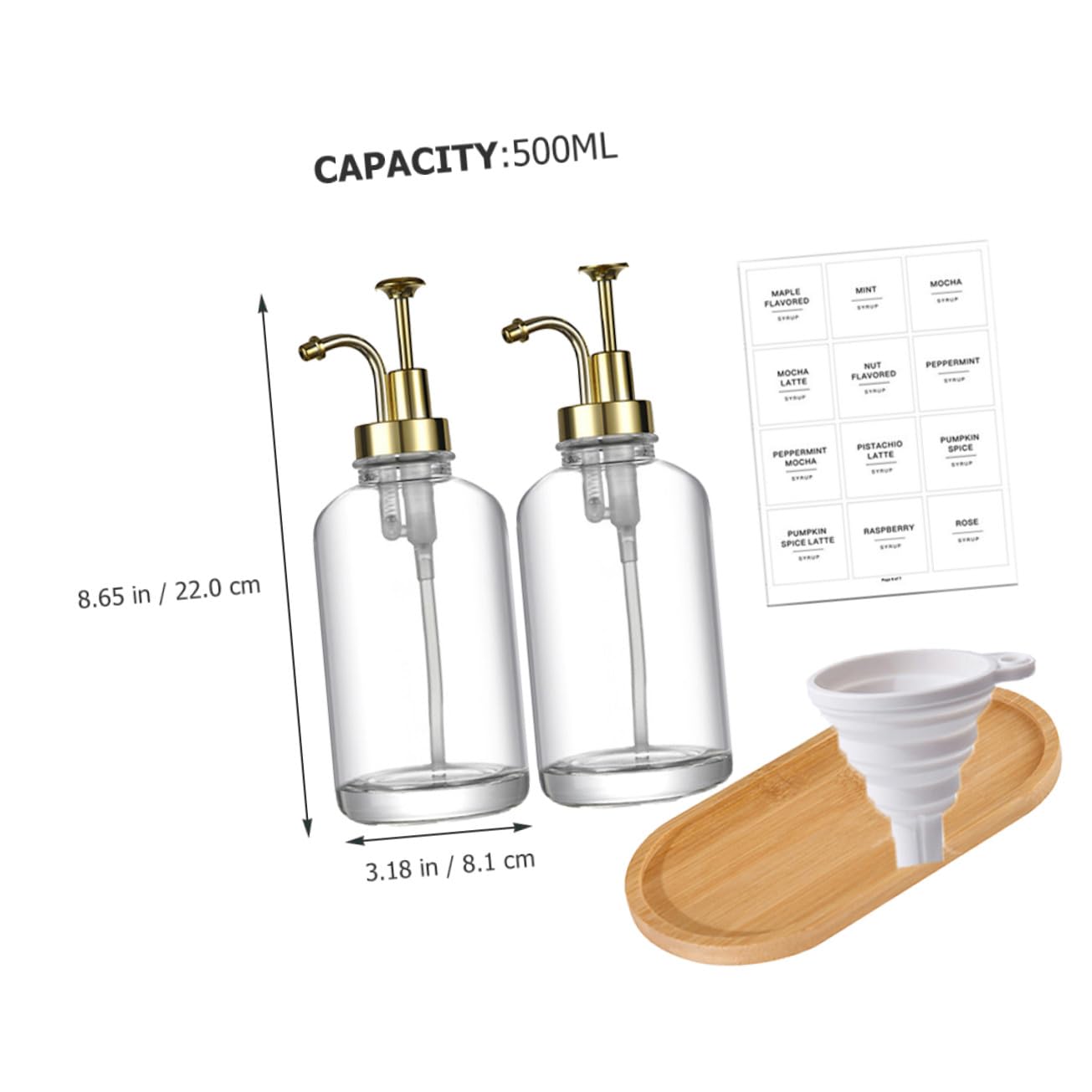 Ipetboom 2 pièces Distributeur de Liquide Transparent en Verre Pompe Anti-Fuite Rechargeable pour Mains et shampooing Lot de Bouteilles avec Accessoires Salle de Bain et Cuisine