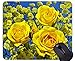 Produktbild Rechteck-Mausunterlage, gelbe Blumen-Erdrosen-Blume - genähte Ränder