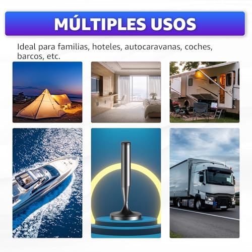 Antena TV Interior - Magnética 360° Recepción Señal Estable Compatible con Todos los Televisores Soporta 4K 1080P Digital – Aparato Smart para Televisión Portátil – Cable Coaxial 5m - imagen 8