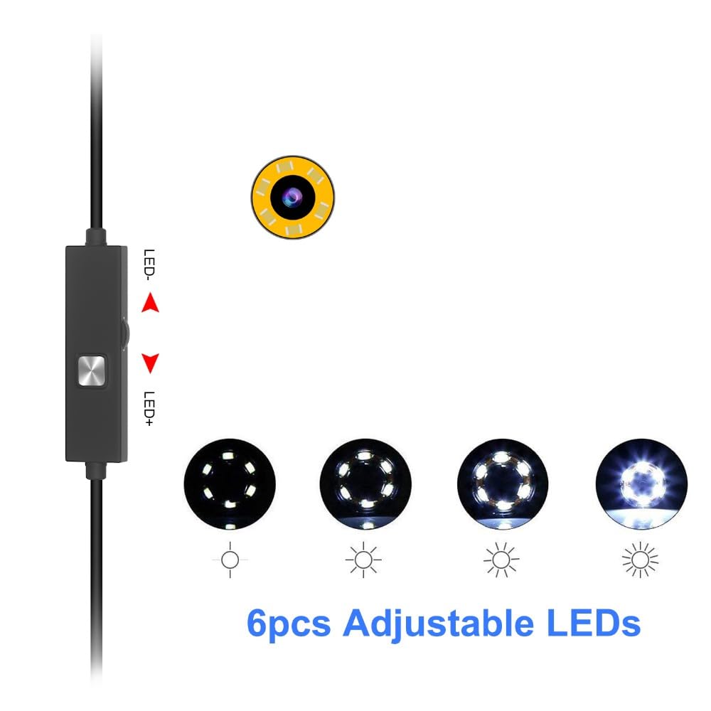 Extra-Long Endoscope Camera with Lighting, 3-in-1 Snake Camera, 32.8feet (About 10 Meters) semi-Rigid Wire, Used for Pipeline Inspection, 640P high-Definition Endoscope, Suitable for Android and PC