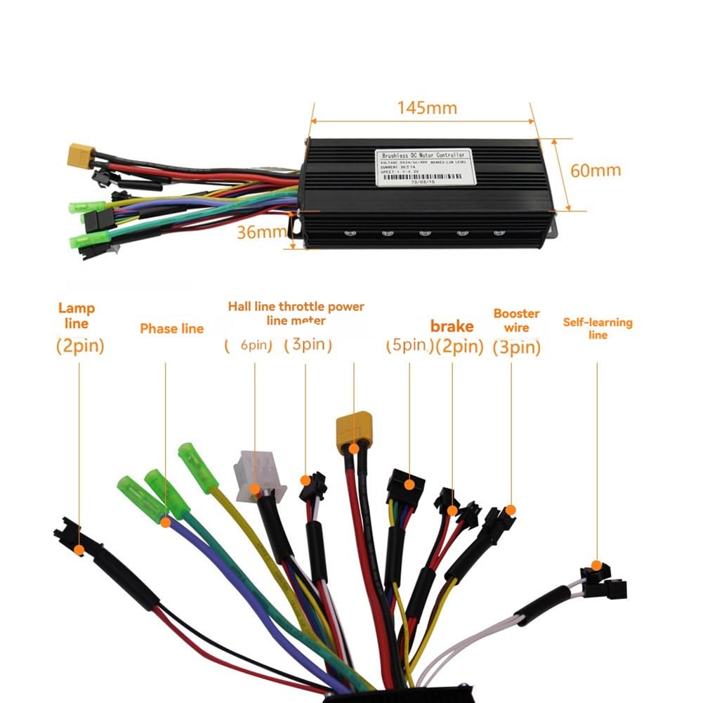 Contrôleur de Moteur sans 36V 48V 30A S869 avec Affichage LCD pour Trottinette Électrique et Kit de Réparation pour Vélo Électrique avec Poignée D'Accélérateur 24V-72V.