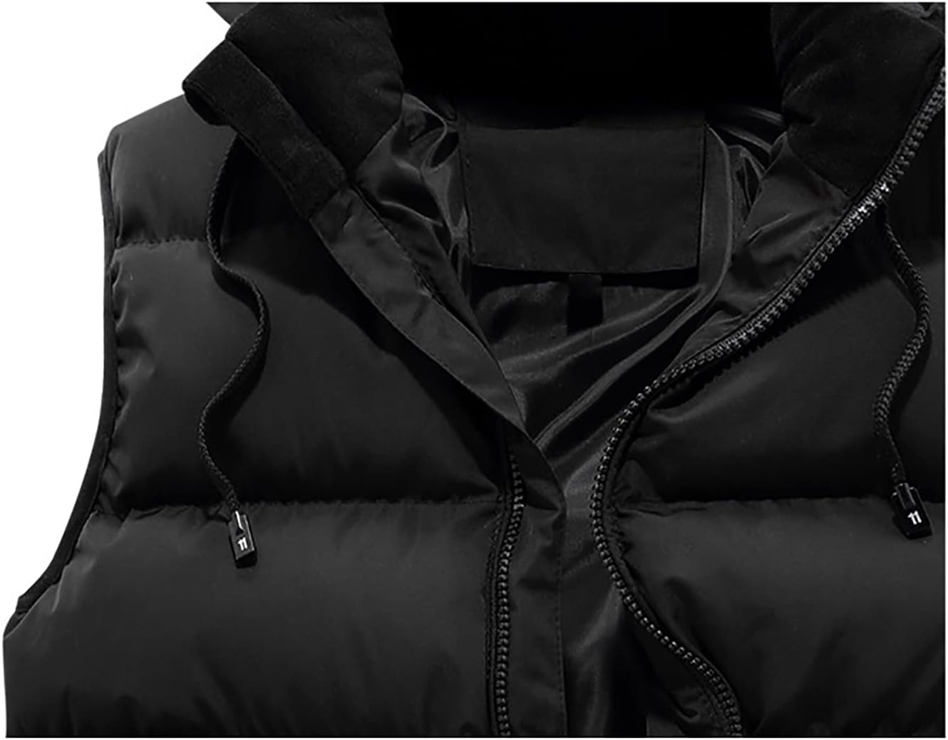 Flygo Men's Outdoor Puffer Vest Winter Padded Sleeveless Jacket with Removable Hood