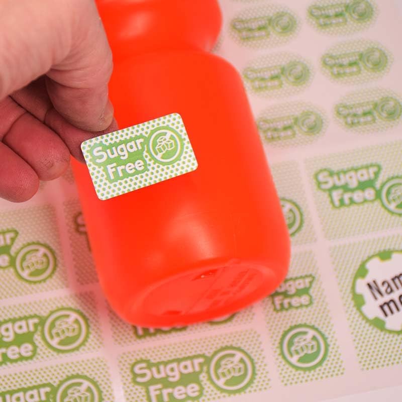 Sugar-Free Labels. Set of 53 Decals in Various Shapes and Sizes.