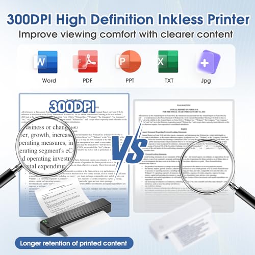 Odaro Tragbarer Kabelloser Bluetooth Drucker - P831 Business Reisedrucker, 300DPI Thermotransferdrucker ohne Tinte für Büro, Schule, Zuhause, Outdoor (Schwarz)