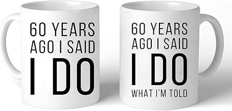60th Anniversary Mugs 60 Year Wedding Anniversary for Couple Him or Her Coffee Mugs 60th Golden Anniversary Presents for Parents 60th Anniversary for Husband Wife Mom Dad 60 Years of Marriage for Parents Mugs (60th Birthday Gifts)
