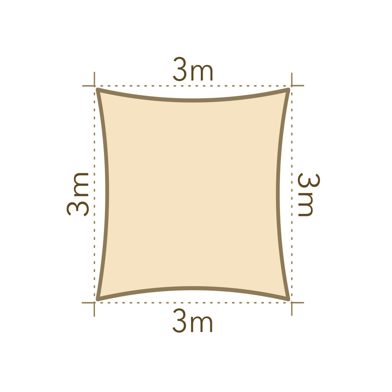 anndora Sonnensegel luftdurchlässig 3 x 3 m - Farbe Creme - quadratisch - Material HDPE