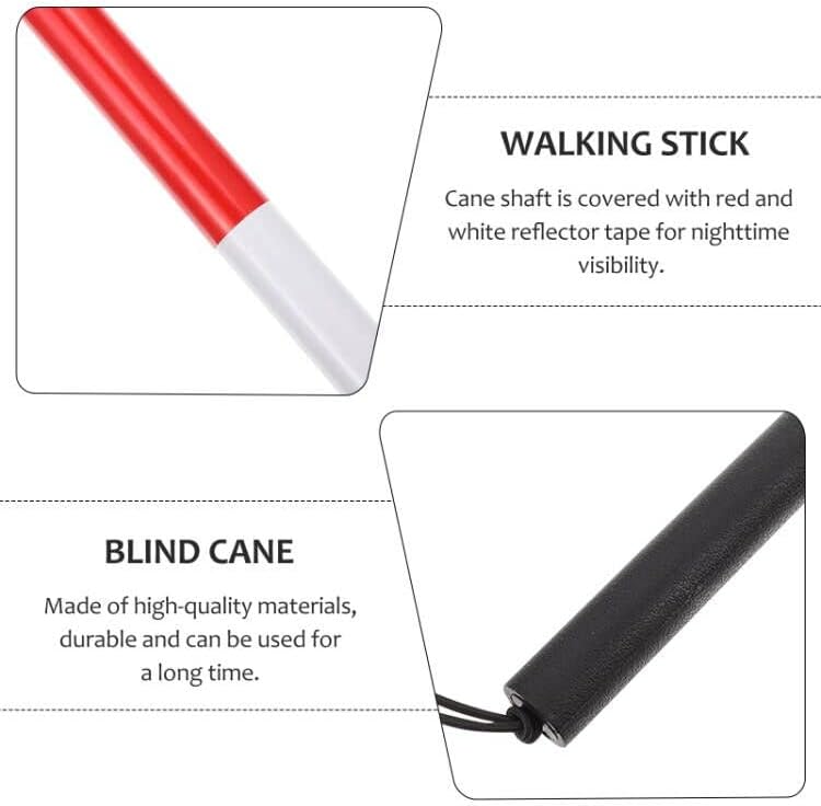 Miniatura 3 de Bastón ciego plegable con cinta reflectante roja para personas ciegas y con discapacidad visual, bastón guía de pie, bastón de viaje para hombres,
