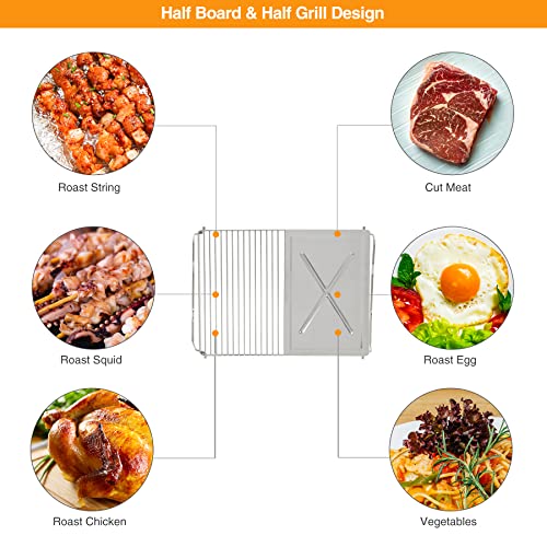 Lineslife 2 In 1 Stainless Steel Campfire Grill Grate And Griddle, Heavy Duty 304 Folding Camping Grill Cooking Racks For Outdoor Camping Cooking, Large #TOP5