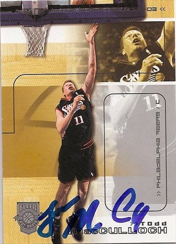 Autograph Warehouse43256 Todd Macculloch Autographed Basketball Card Philadelphia 76Ers 2003 Fleer Hot Shots No .67