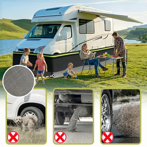 Yunhan Easy Install RV Skirting for Winter - Camper Insulated Skirt with Combination Lock for Travel Trailers & 5th Wheels, with Steel Mesh, Reflective Strips, Double Velcro (Black, 2.62 x 72.2 ft) by Yunhan - Image 5