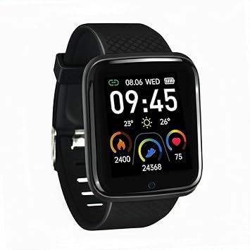 Bouncefit M I D116 Fitness Band Smart Watch for Men, Women, Boys, Girls, Kids – Single Touch Interface, Water Resistant, Workout Modes,Quick Charge Sports Smartwatch – Black (BB)