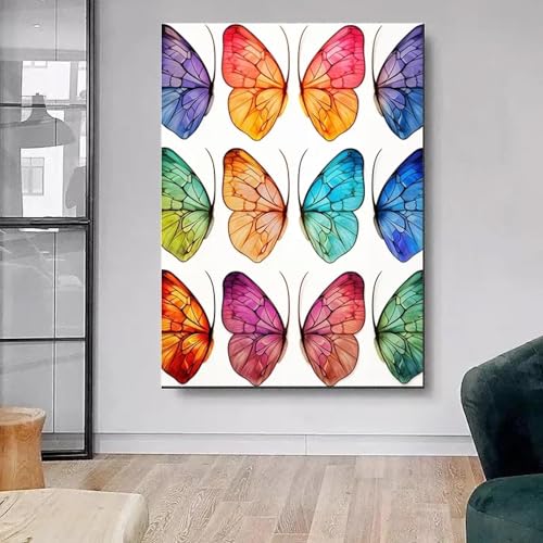 Peinture papillons colorés dsdsgog toile décoration murale salon chambre 40x60 cm