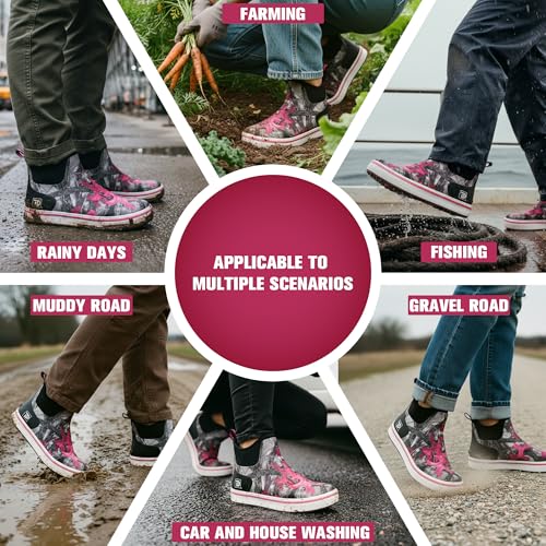 Image of Trudave Deck Boots, Waterproof Rubber Fishing Rain Boots, Anti-slip Short Ankle Shoes for Outdoor Fishing Boating, Size 5-14