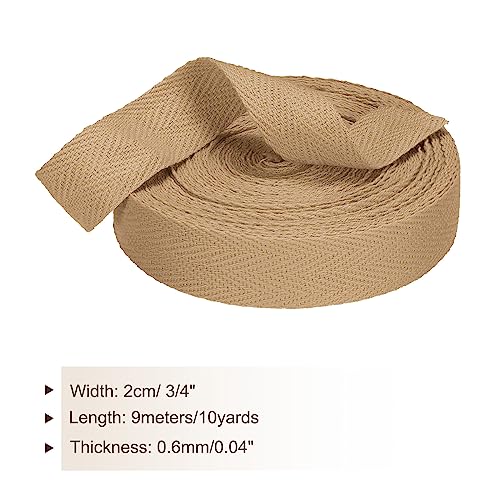 PATIKIL Cotton Twill Tape 20mm(3/4") 9m(10 Yards) Cotton Ribbon Bias Binding Tape Herringbone Webbing Trim for Sewing Gift Wrapping Craft DIY Khaki - Image 2