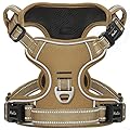 HEELE Dog Harness, No Pull Dog Harness Medium, Release on Neck, Front Back Clips Dog Vest Harness Reflective Adjustable Padded, Easy Control Handle for Outdoor Walking Training, Khaki, M