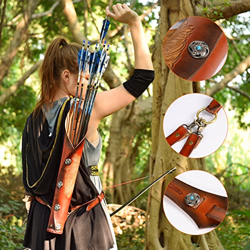 Kainokai Pure Cowhide Arrow Quiver,Retro Hunting Quivers With Magnetic Attraction,Riding Quiver For Horse Bow Recurve Bow And Longbow(Elf Archer) #TOP4