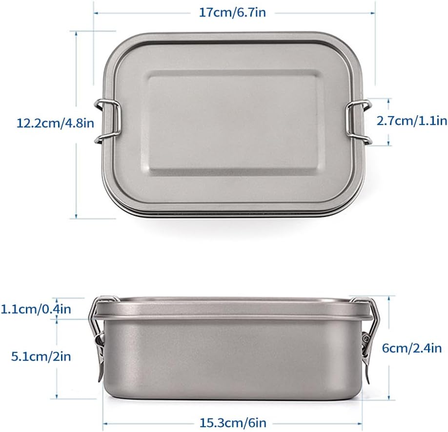 Camping Bento x Titanium Bento x Outdoor 800ml Lunch x ctangle Food Storage Container
