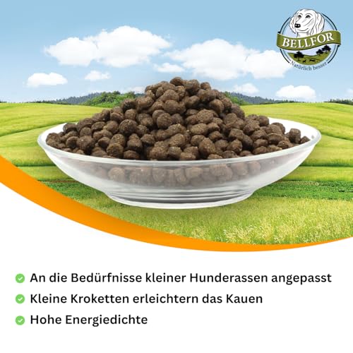 Bellfor Heide-Schmaus Mini Getreidefreies Hundetrockenfutter mit Lamm und Kaninchen 2,5 kg - für kleine Hunderassen mit hoher Verdaulichkeit ohne tierische Nebenerzeugnisse