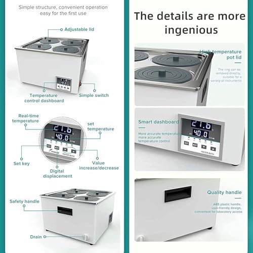 Cyfrowa wanna wodna, termostatyczna wanna termostatyczna z wyświetlaczem LCD i osłoną ochronną do eksperymentów naukowych i zastosowań laboratoryjnych, idealna do badań