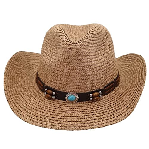 Image of SILVERFEVER Straw Cowboy Hat Cowgirl Hats Men Women Sun Hat Sombreros Vagueros Classic Western Accents Sombreros