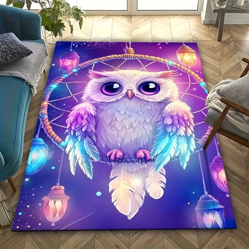 Tapis de salon hibou imprimé 3D tapis de sol antidérapant de chambre