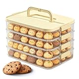 Tragbarer Pl&auml;tzchen-Transportbeh&auml;lter - 4-Lagige Teigtaschen-Aufbewahrungsbox mit Griff | Gefrierfach Dessert-Aufbewahrung | f&uuml;r zu Hause K&uuml;che Speisezimmer Picknick Camping Wohnung Teigtaschen Pl&auml;tzc