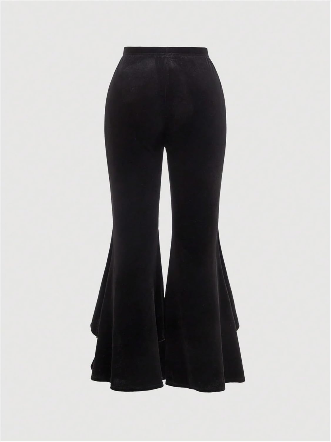 WDIRARA Women's Plus Size Velvet Lace Flared Pants High Waist Bell Bottoms Rave Trousers - Image 3