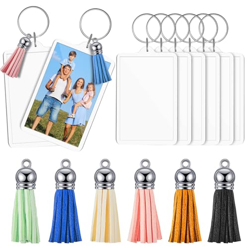 Image of Henoyso 120 Sets 2026 Teacher Gift 2x3 Inch Acrylic Photo Frame Keyring, Keychain Clear Acrylic with Split Ring and Tassel, Photo Insert Keychains for Personalised Custom, Artwork, Gifts