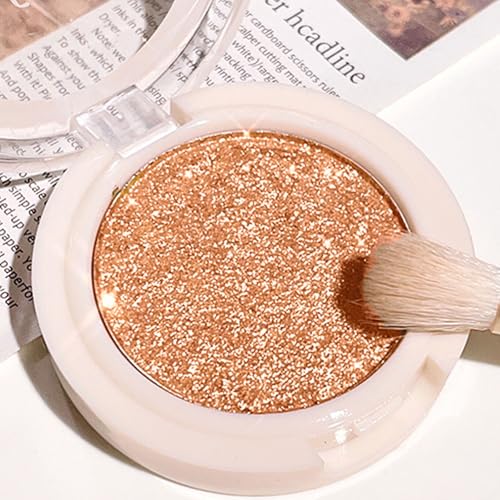 Orange Golden Glitter Single Eye Shadows Long Lasting Blendable Gold Powder Shimmer Eyeshadow Highly Pigmented Waterproof Rose Gold Glitter Eyeshadow Single Palette