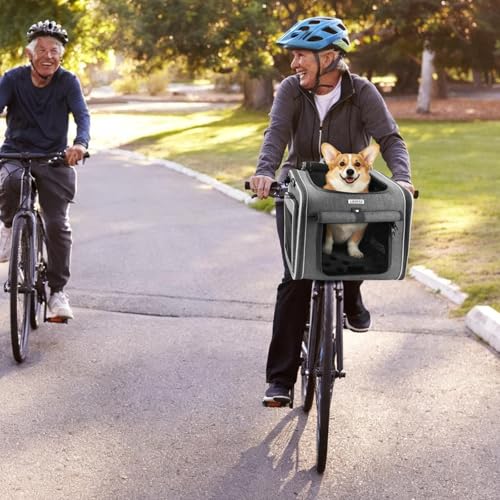 Hundefahrradkorb, Fahrradkorb Vorne mit 4 offenen Türen, 4-Mesh Fenster