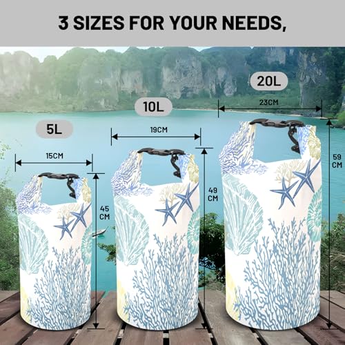Bolsa seca impermeable Cliduli 10L, mochila con patrón de estrella de mar para playa y actividades náuticas miniatura 6