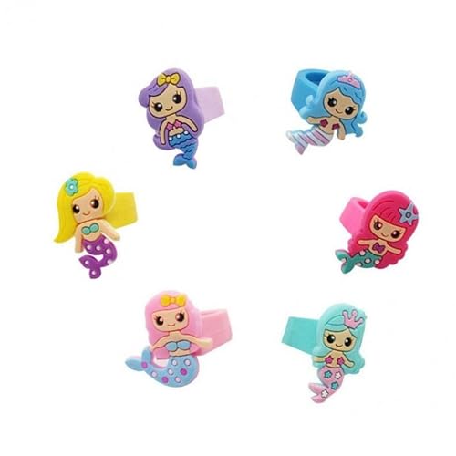 Casiler 10pcs Silicone Sirena Anillos Set Set Pretend Play Dress Up Anillos para Niños Y Niñas Ducha De Ducha…