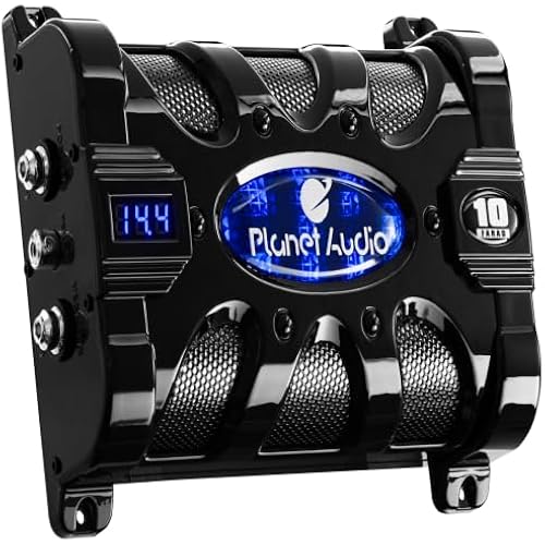 Planet Audio PC10F 10 Farad Car Capacitor for Energy Storage, Enhances Bass