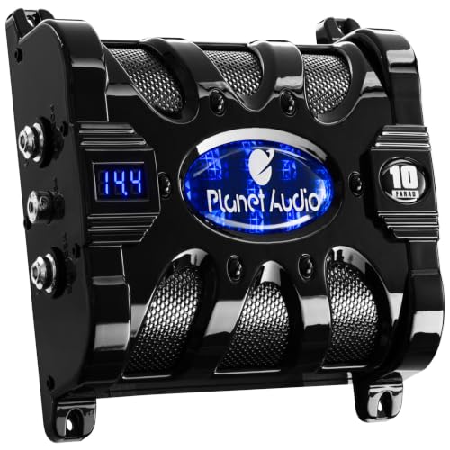 Planet Audio PC10F 10 Farad Car Capacitor for Energy Storage, Enhances Bass
